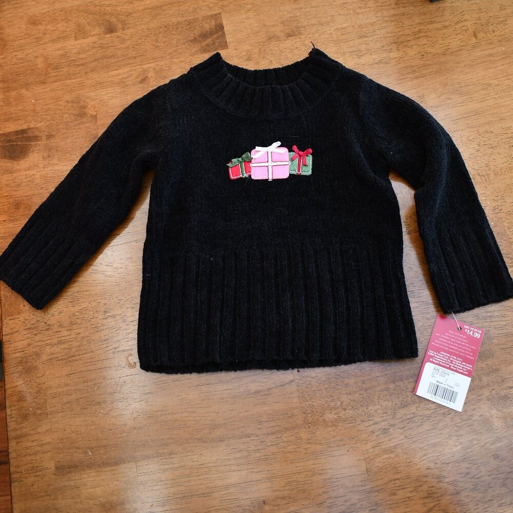 Target Girl's Black Mock Neck Christmas Xmas Present Pullover Sweater Size 12M